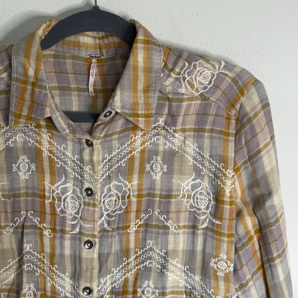 Free People Magical Plaid Shirt Size XS Rodeo Western Boho Cabincore - Picture 5 of 8